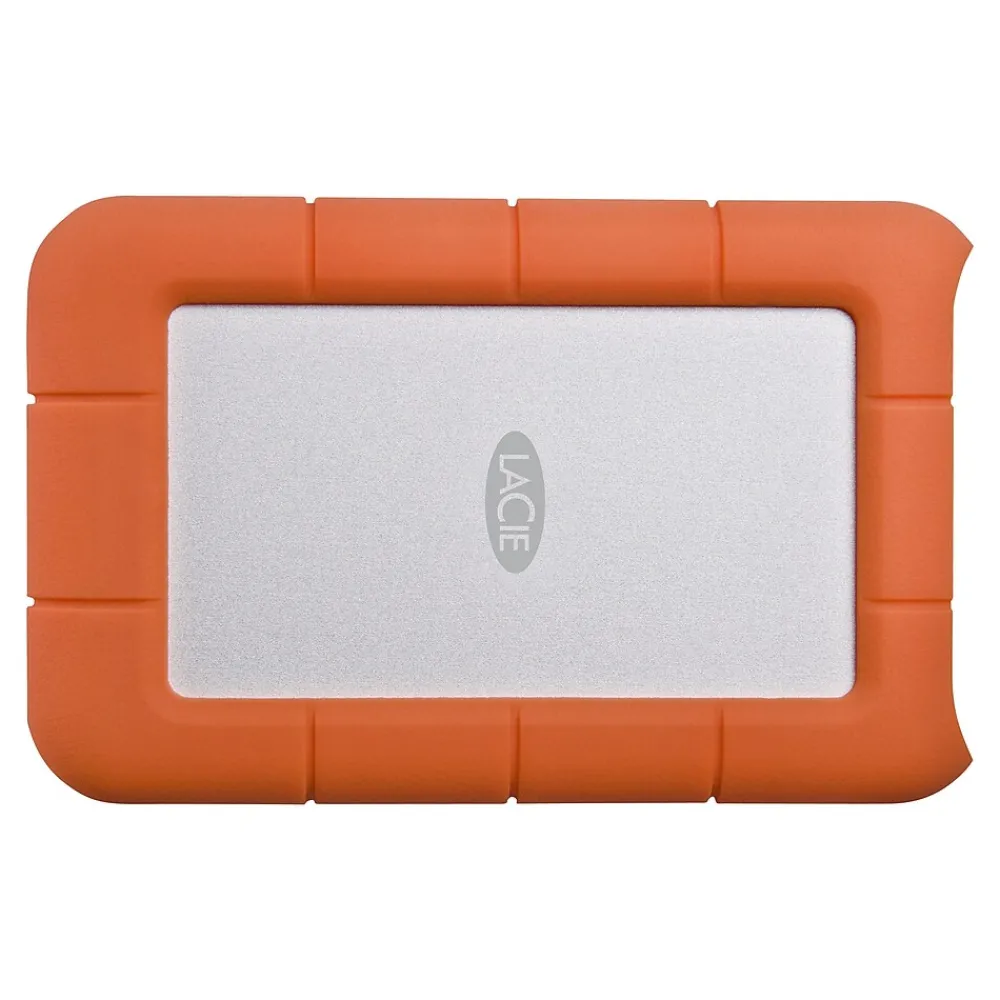 Hot LaCie Rugged 2TB External Hard Drive Portable HDD USB-C USB 3.0 Drop Shock Resistant for Mac and PC, Orange (STFR2000800)