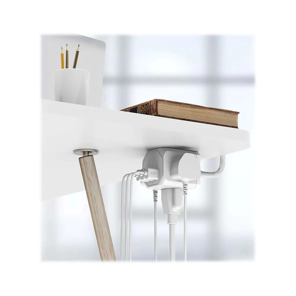 LAX Gadgets 3-Outlet 3-USB Port Surge Protector, 5', White (OUT3X3WH)