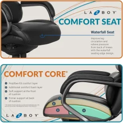 Office Chairs*La-Z-Boy Aberdeen Bonded Leather Computer and Desk Chair, Black (51545-BLK)