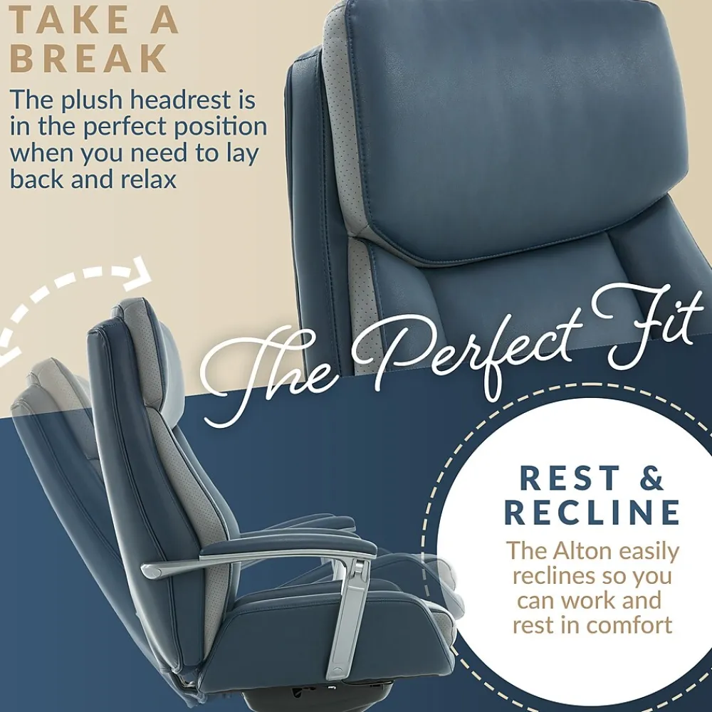 Ergonomic Chairs*La-Z-Boy Alton Ergonomic Bonded Leather Swivel Executive Chair, (60029-DS) Blue