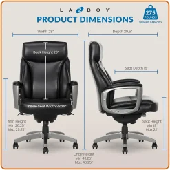 Office Chairs*La-Z-Boy Arcadian Bonded Leather Executive Chair, (60009) Black
