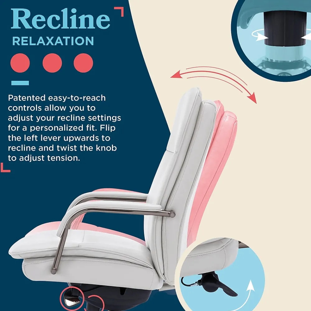Office Chairs*La-Z-Boy Opus Ergonomic Bonded Leather Swivel Executive Chair, Gray and Graphite (CCHR10015B)