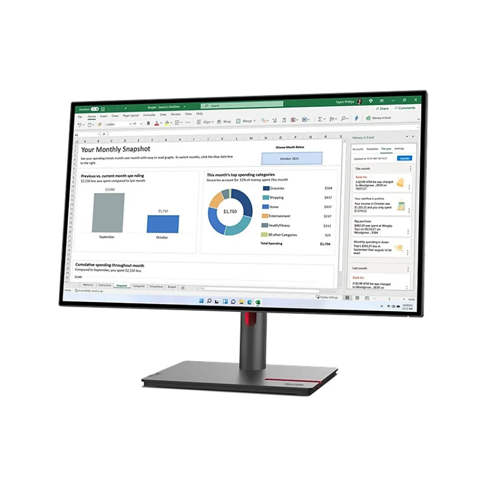 Outlet Lenovo ThinkVision P27h-30 27" WLED Monitor, Black (63A1ZAR1US)