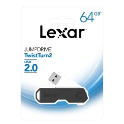 Online Lexar Twist Turn2 64GB USB 2.0 Type-A Flash Drive, Black (JDTT2-64GABNABK)
