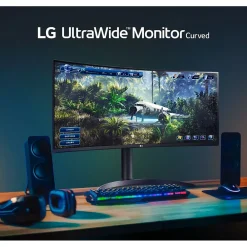 Sale LG 34" UltraWide Curved WQHD 160Hz Gaming Monitor with AMD FreeSync Technology, Black (34BP65C-B)