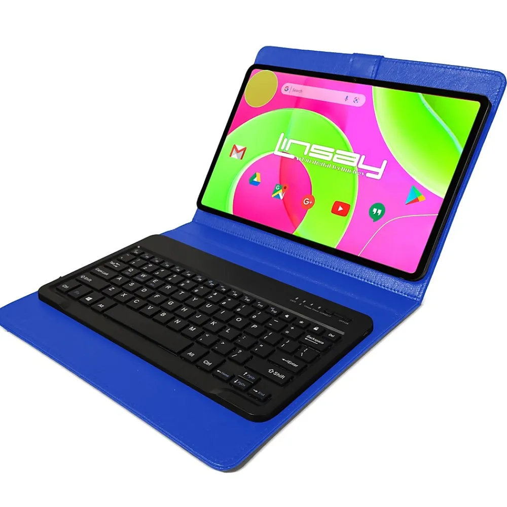 12" Octa Core Tablet, 8GB RAM, 256GB Storage, Android 14 Bundled with Blue Keyboard, Compact Backpack and Stylus Pen<Linsay Clearance