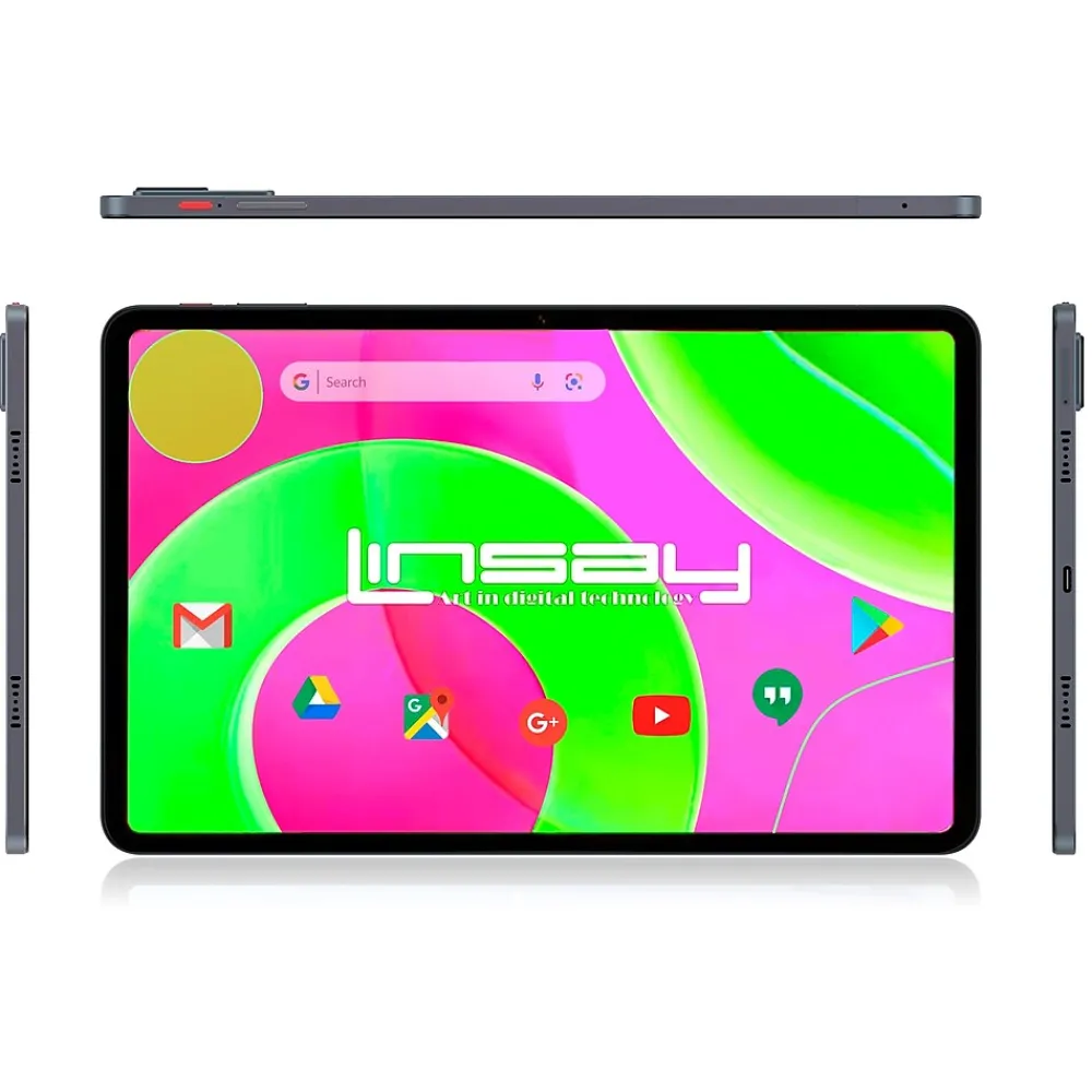 12" Octa Core Tablet, 8GB RAM, 256GB Storage, Android 14 Bundled with Blue Keyboard Case, Briefcase, Stylus Pen<Linsay New