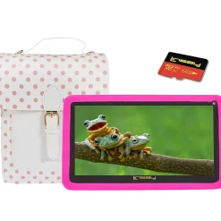 Kids' 7" Tablet with Case, Kids' Bag & microSD Card, Wi-Fi, 2 GB RAM, 64GB Android 13, Pink (F7UHDKIDSPIBSD)<Linsay Best