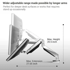Hot Loctek Adjustable Monitor Mount, Up to 27", Gray/Silver (D7D)