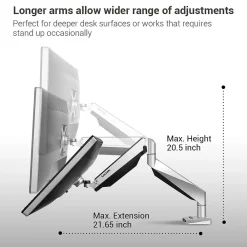 Best Loctek Adjustable Monitor Mount, Up to 27", Gray/Silver (D7A)
