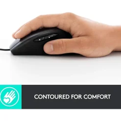 Sale Logitech Advanced Ergonomic Ambidextrous Optical USB Mouse, Black (910-007476)