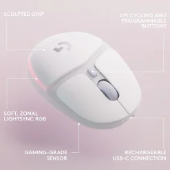 Sale Logitech Aurora G705 Wireless Optical Gaming Mouse, White Mist (910-006365)
