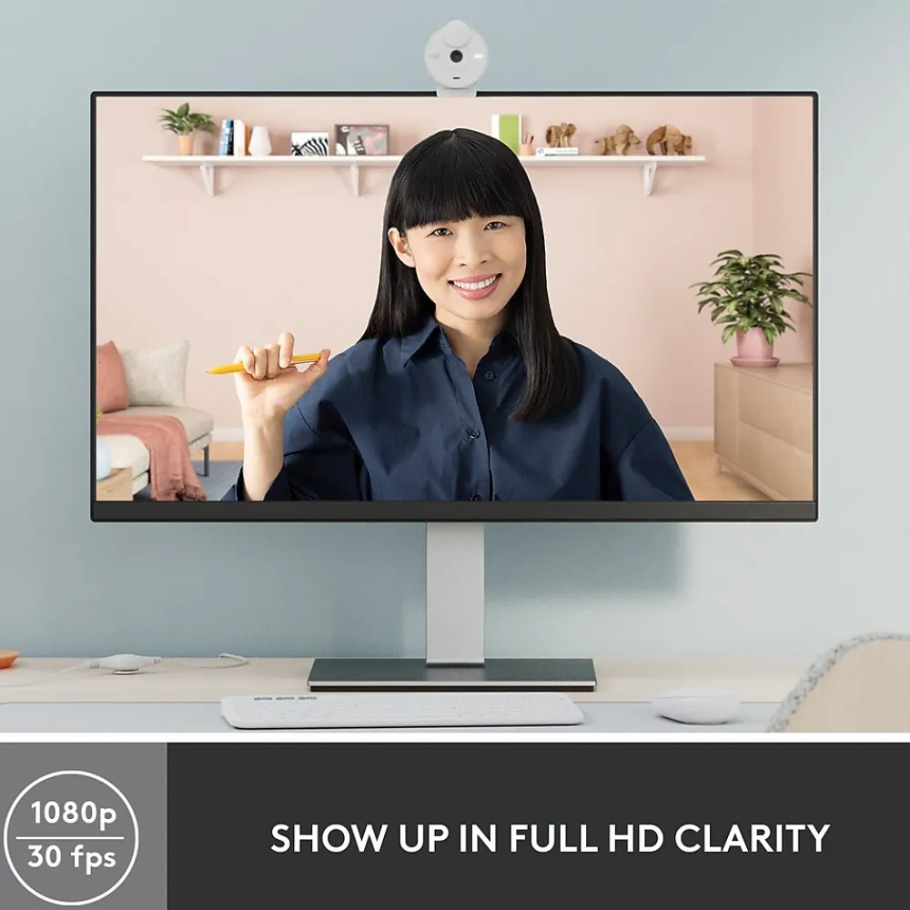 Logitech Brio 300 Full HD 1080p Webcam, 2 Megapixels, Off-White (960-001441)