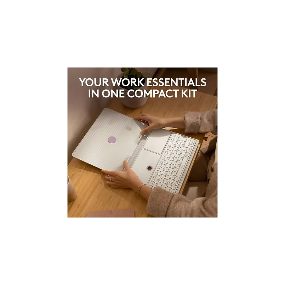 Casa Pop-Up Desk Work From Home Kit: Laptop Stand, Keyboard, Touchpad & Storage, Nordic Calm (920-011238)<Logitech Online