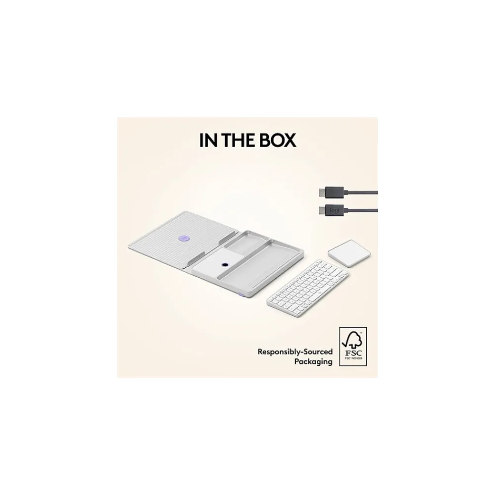 Casa Pop-Up Desk Work From Home Kit: Laptop Stand, Keyboard, Touchpad & Storage, Nordic Calm (920-011238)<Logitech Online