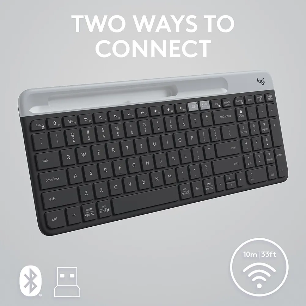 Logitech K585 Slim Multi-Device Wireless Keyboard, Graphite (920-011479)