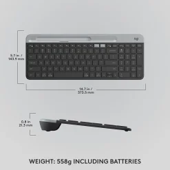 Logitech K585 Slim Multi-Device Wireless Keyboard, Graphite (920-011479)