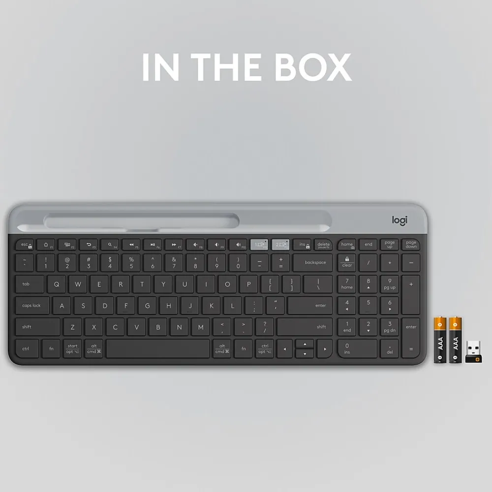 Logitech K585 Slim Multi-Device Wireless Keyboard, Graphite (920-011479)