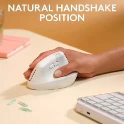 Online Logitech Lift Vertical Ergonomic Wireless Optical Mouse for Mac, (910-006471) White