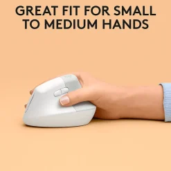 Online Logitech Lift Vertical Ergonomic Wireless Optical Mouse for Mac, (910-006471) White