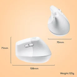Online Logitech Lift Vertical Ergonomic Wireless Optical Mouse for Mac, (910-006471) White
