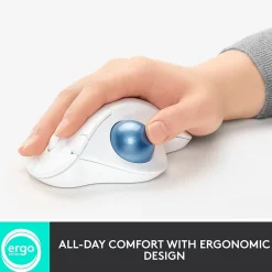 Discount Logitech M575 Ergonomic Wireless Trackball USB Mouse, (910-005868) Off-White