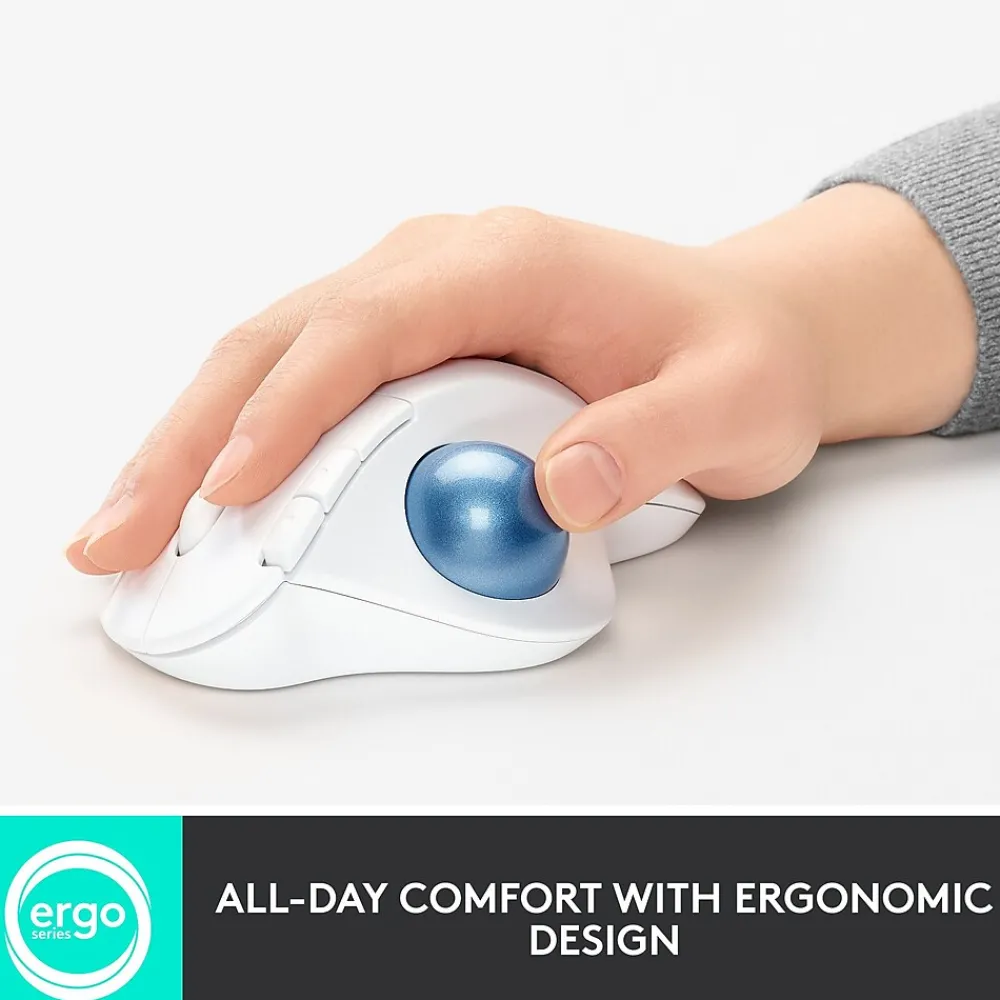 Discount Logitech M575 Ergonomic Wireless Trackball USB Mouse, (910-005868) Off-White