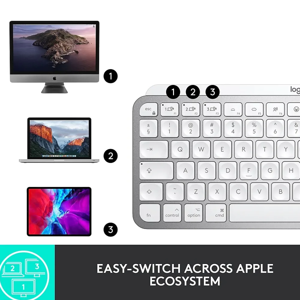 Hot Logitech MX Keys Mini Wireless Keyboard for Mac , Pale Gray, (920-010389)