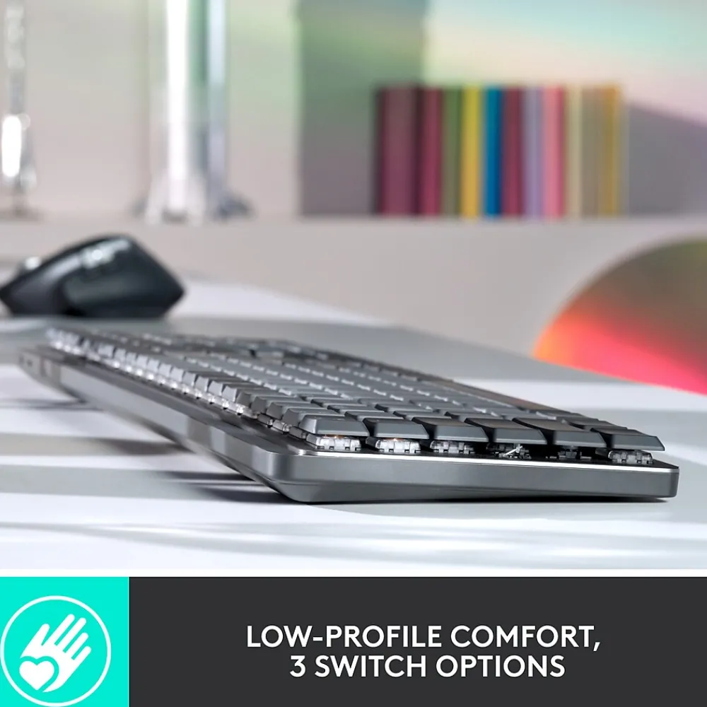 New Logitech MX Mechanical Clicky Wireless Ergonomic Keyboard, Graphite (920-010549)