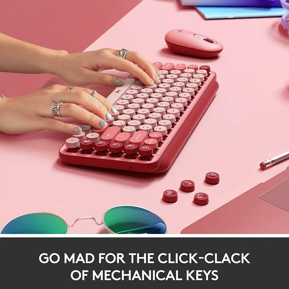 Online Logitech POP Keys Wireless Bluetooth Mechanical Keyboard, Heartbreaker (920-010709)