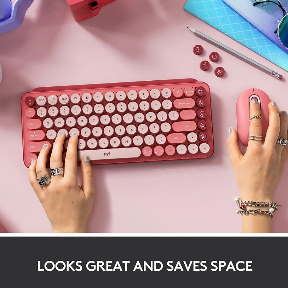 Online Logitech POP Keys Wireless Bluetooth Mechanical Keyboard, Heartbreaker (920-010709)
