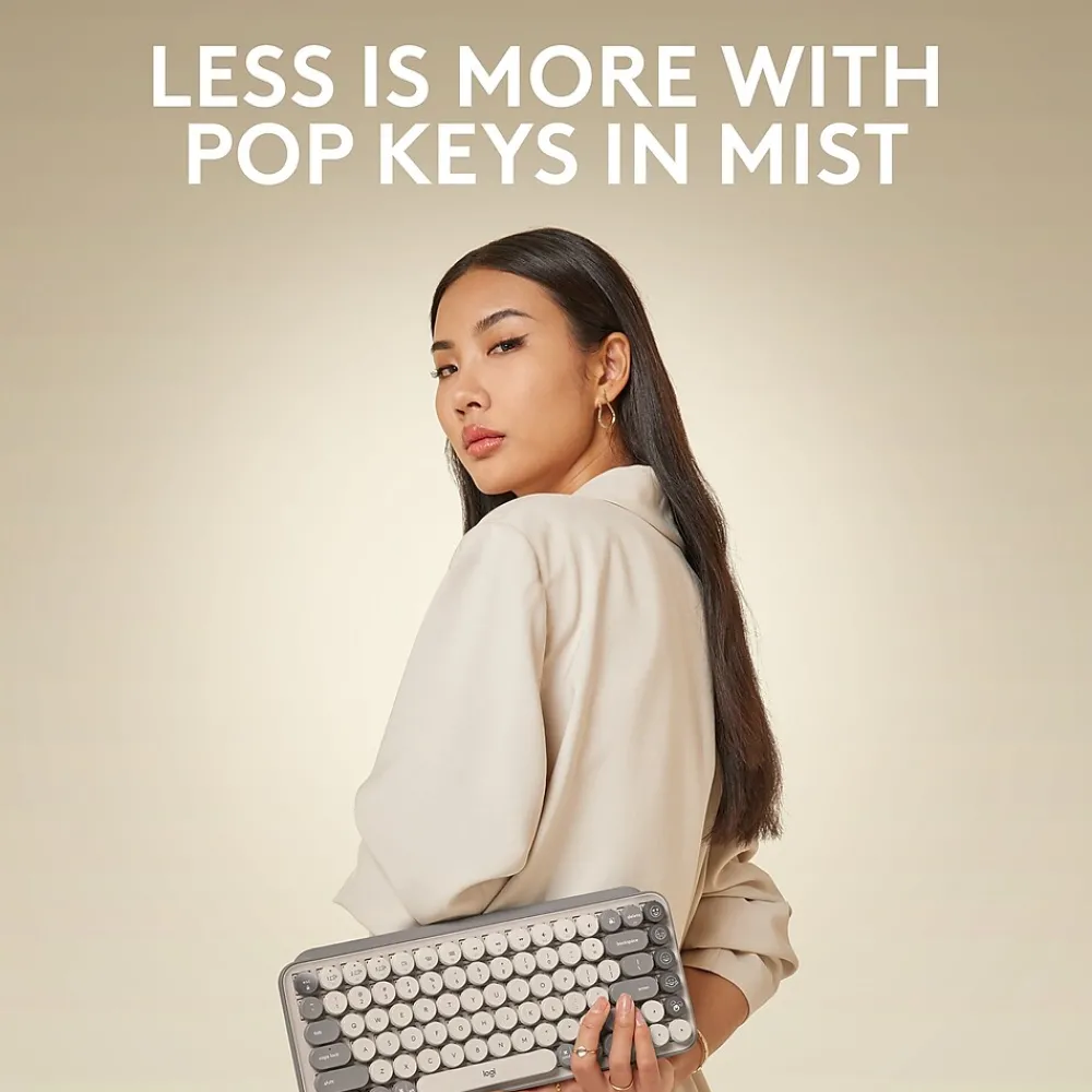Best Logitech POP Keys Wireless Mechanical Keyboard, Mist (920-011232)