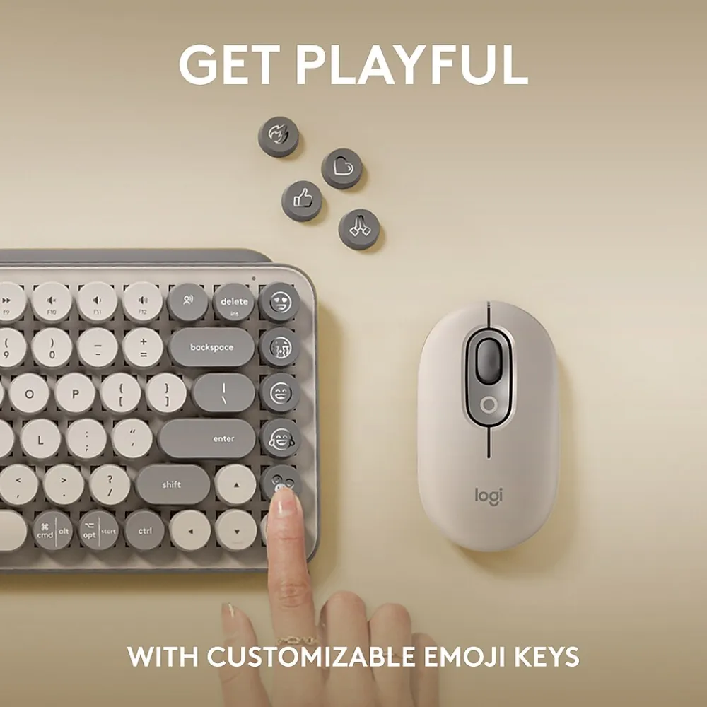 Best Logitech POP Keys Wireless Mechanical Keyboard, Mist (920-011232)