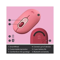 Sale Logitech POP Wireless Ambidextrous Optical USB Mouse, Heartbreaker (910-006545)