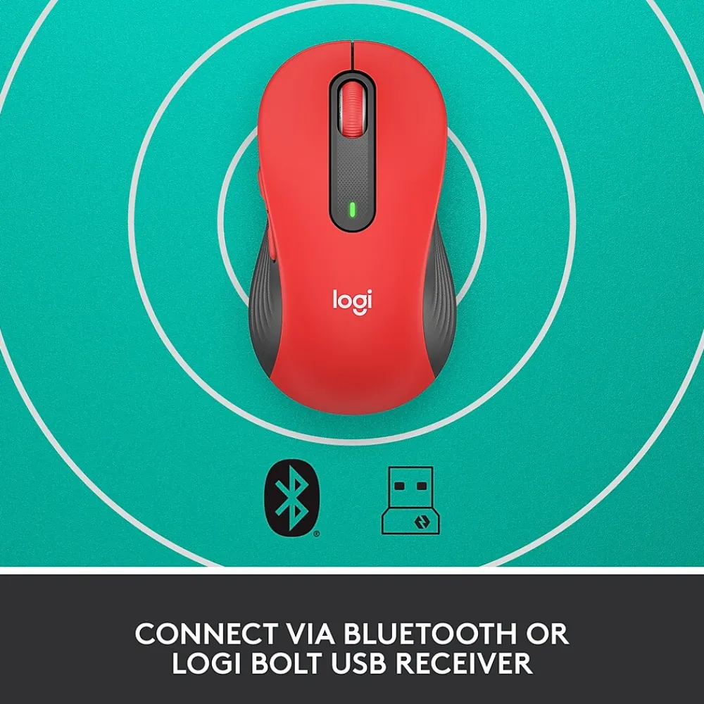 Sale Logitech Signature M650 L Wireless Optical USB Mouse, Classic Red (910-006358)