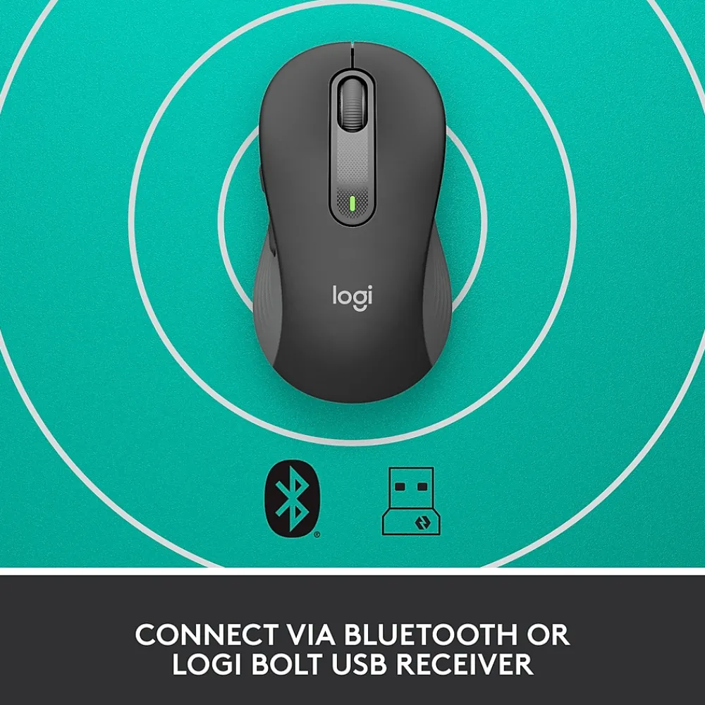 Clearance Logitech Signature M650 Large Wireless Ergonomic Optical Bluetooth & USB Mouse, (910-006231) Graphite