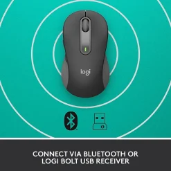 New Logitech Signature M650 Large Wireless Ergonomic Optical Bluetooth & USB Mouse, Graphite (910-006231)