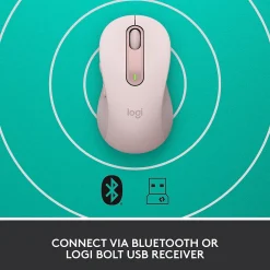 Hot Logitech Signature M650 Wireless Ergonomic Optical Bluetooth & USB Mouse, (910-006251) Rose