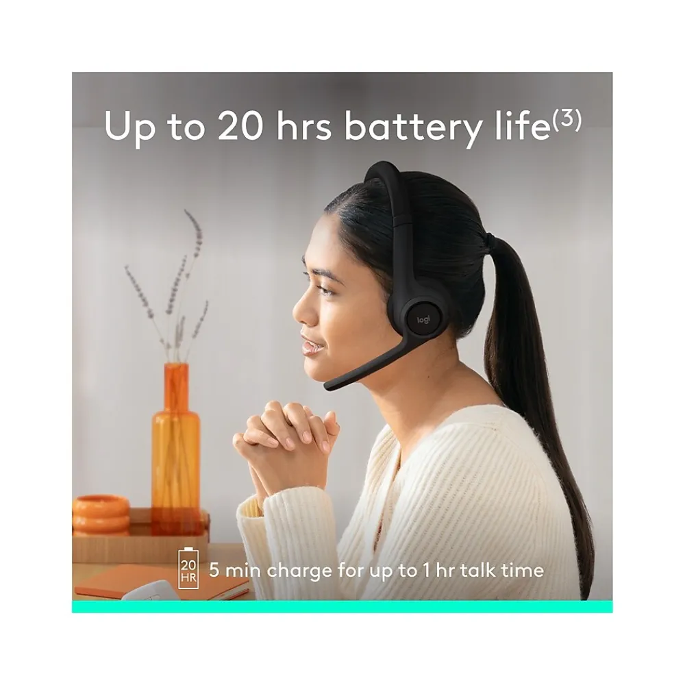 Logitech Zone Vibe 300 Wireless Noise-Canceling Bluetooth Stereo Headset (981-001406)