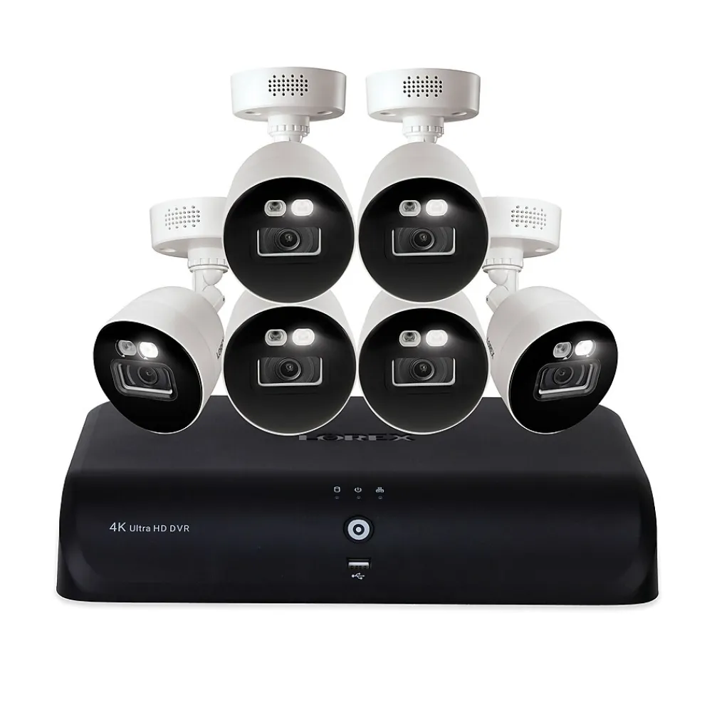 Lorex Fusion 4K 8.0-MP 12-Camera-Capable 2-TB DVR System with 6 Wired Smart Deterrence CVI Cameras, White (D881A82B-8DA6-E)