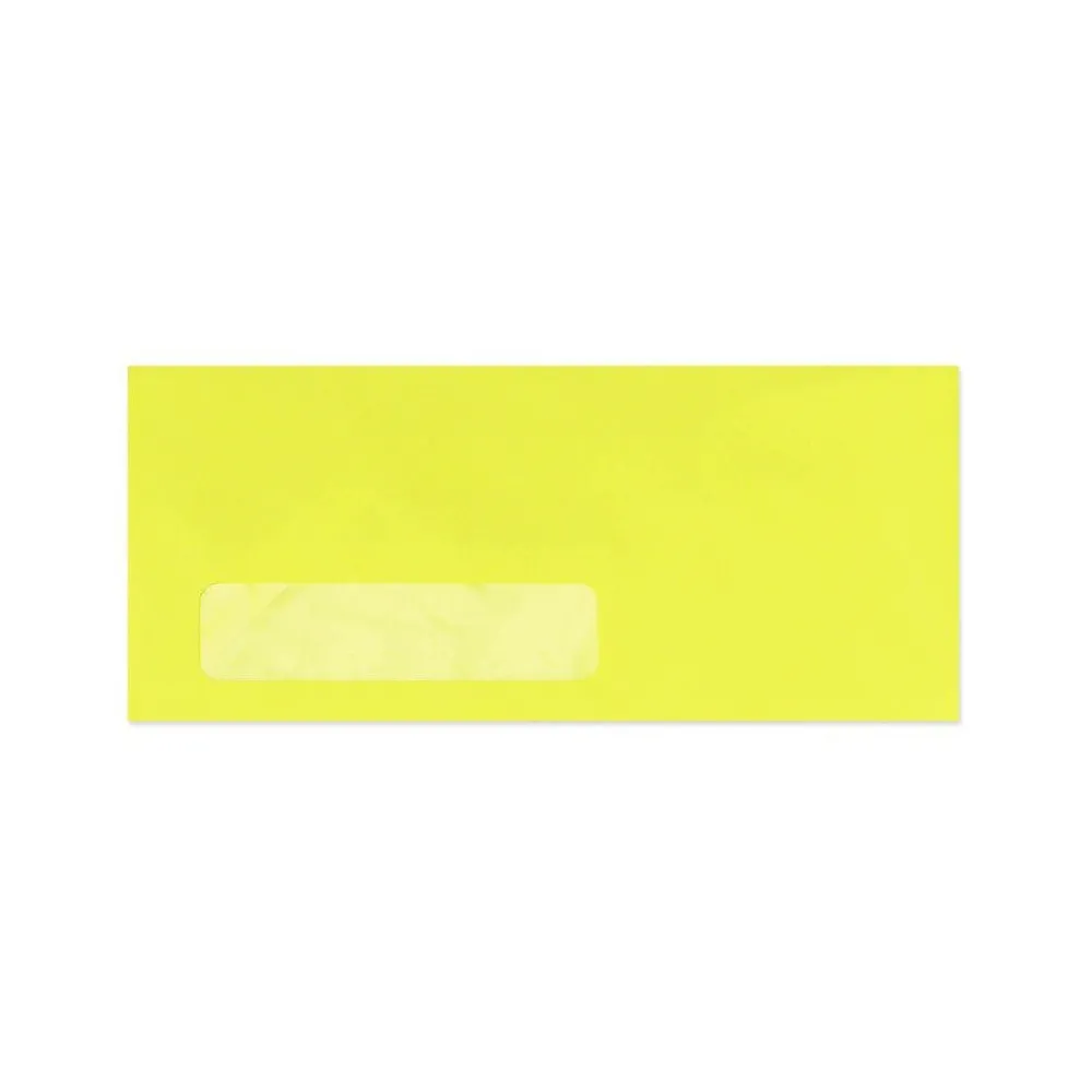 New LUX Moistenable Glue #10 Window Envelope, 4 1/2" x 9 1/2", Electric Yellow, 500/Box (4261-20-500)