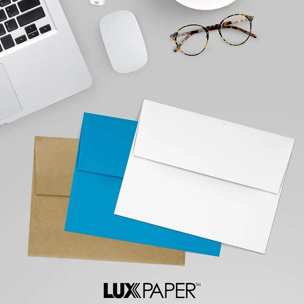 Sale LUX Moistenable Glue A2 Invitation Envelope, 5 3/4" x 4 3/8", Bright White, 1000/Box (72924-1000)
