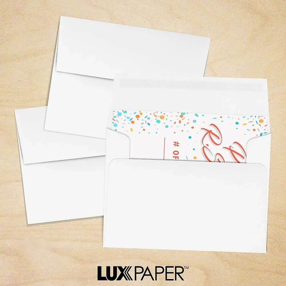 Sale LUX Moistenable Glue A2 Invitation Envelope, 5 3/4" x 4 3/8", Bright White, 1000/Box (72924-1000)
