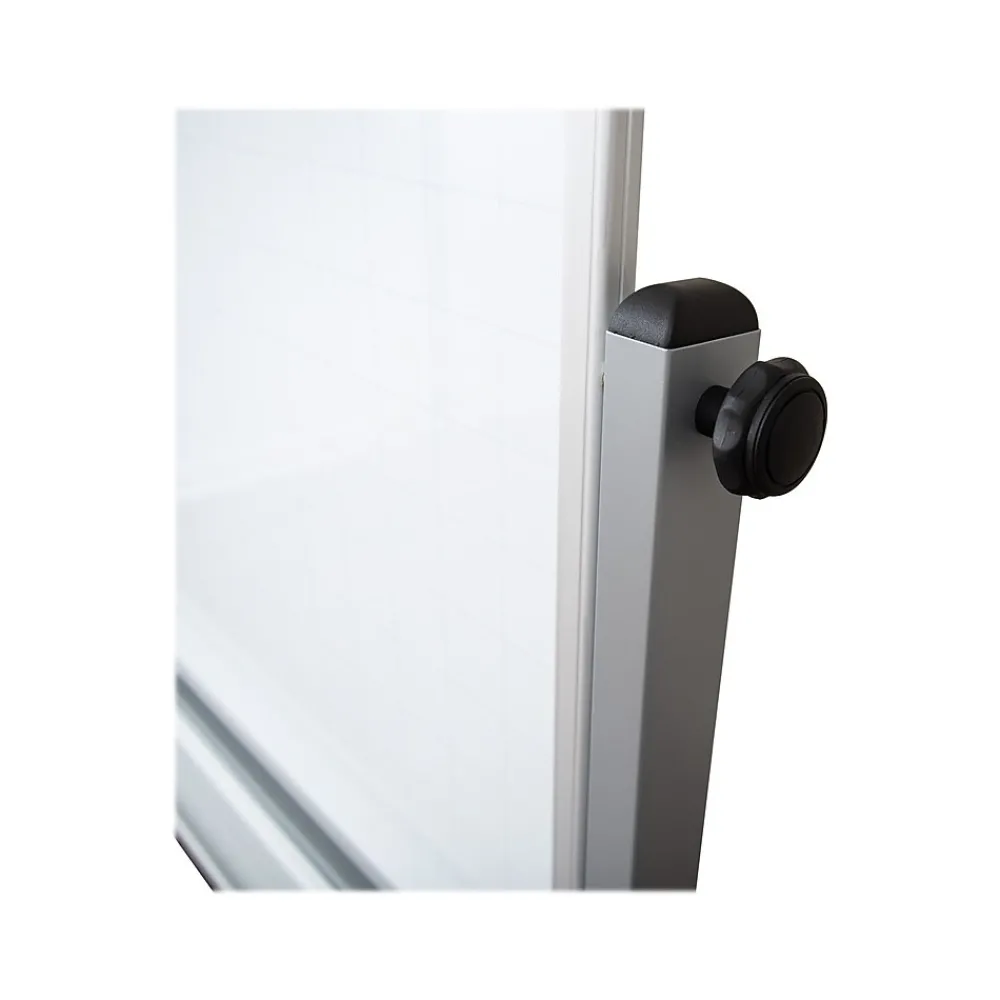Dry Erase*Luxor Dry-Erase Mobile Combination Ghost Grid/Whiteboard, Aluminum Frame, 36" x 48" (MB4836LB)