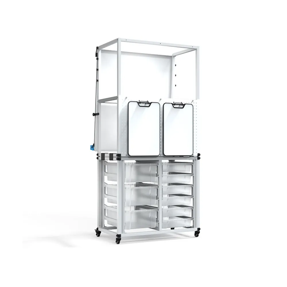 Dry Erase*Luxor Dry-Erase Mobile Modular Teacher Whiteboard with Storage, Steel Frame, 36" x 32" (MBSRWSTN)