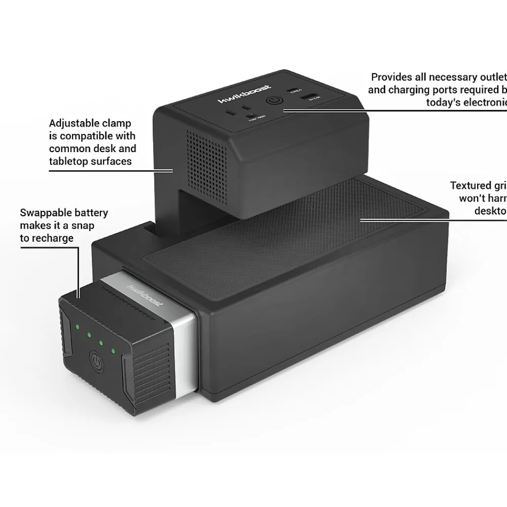 KwikBoost EdgePower A/C & USB Clamp-On Universal Desktop Charging Station, Black (KBEP-CGR)<Luxor Outlet
