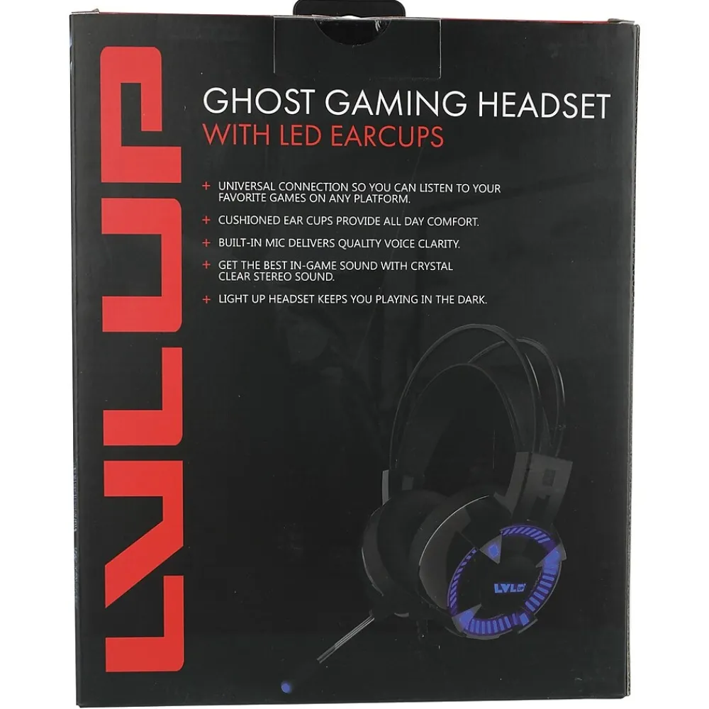 Deluxe Light-Up Over-Ear Gaming Headphones with Microphone, Black (LU732)<Lvlup Outlet