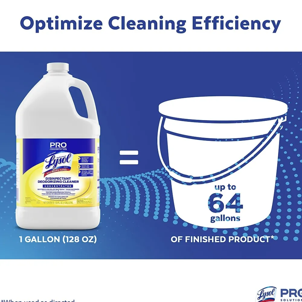 Professional Disinfecting Deodorizing Cleaner, Concentrate, Lemon Scent, 128 oz. (3624176334)<Lysol Clearance