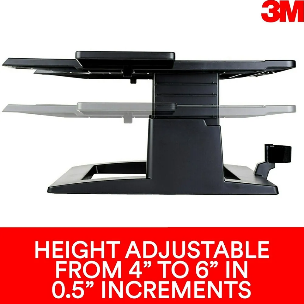 Adjustable Laptop Stand, Black, 2 in. of Height Adjustment, Compatible with Docking Stations (LX500)<3M Sale