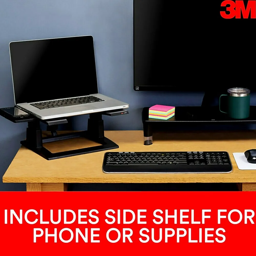 Adjustable Laptop Stand, Black, 2 in. of Height Adjustment, Compatible with Docking Stations (LX500)<3M Sale